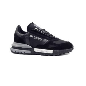 کفش و کتانی مردانه چرم طبیعی مدل لاگوست LACOSTE رنگ مشکی طوسی کد 43334