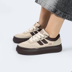 کفش و کتانی زنانه مدل زارا ZARA رنگ کرم قهوه ای کد M8547